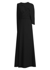 Black Halo Kissam Crepe Faux-Wrap Gown