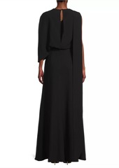 Black Halo Kissam Crepe Faux-Wrap Gown