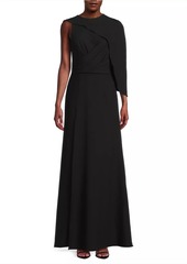 Black Halo Kissam Crepe Faux-Wrap Gown