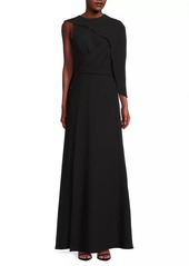 Black Halo Kissam Crepe Faux-Wrap Gown