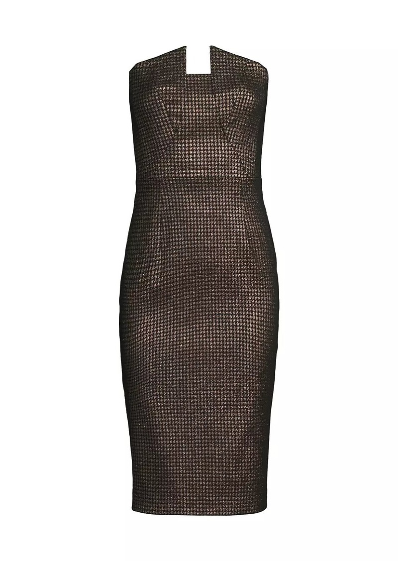 Black Halo Lena Houndstooth Strapless Midi-Dress