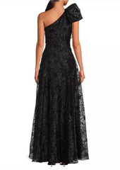 Black Halo Mirabella Flocked Floral Organza Gown