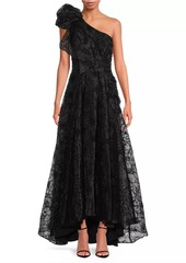 Black Halo Mirabella Flocked Floral Organza Gown