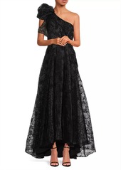 Black Halo Mirabella Flocked Floral Organza Gown