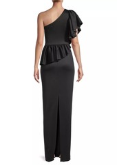 Black Halo Noble One-Shoulder Column Gown