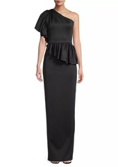 Black Halo Noble One-Shoulder Column Gown