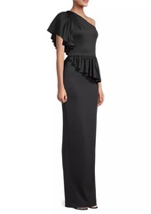 Black Halo Noble One-Shoulder Column Gown