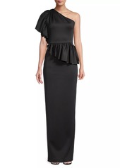 Black Halo Noble One-Shoulder Column Gown