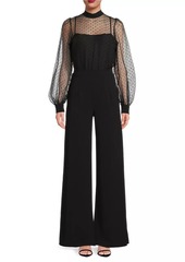 Black Halo Rosalie Sheer Puff-Sleeve Jumpsuit