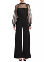 Black Halo Rosalie Sheer Puff-Sleeve Jumpsuit