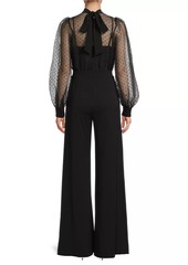 Black Halo Rosalie Sheer Puff-Sleeve Jumpsuit