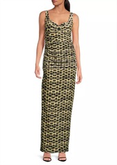 Black Halo Wilder Printed Stretch-Velvet Sleeveless Gown