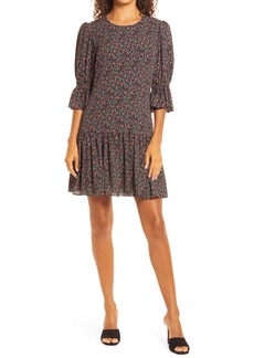 Black Halo Gabby Puff Sleeve Floral Minidress in Spring Oasis at Nordstrom