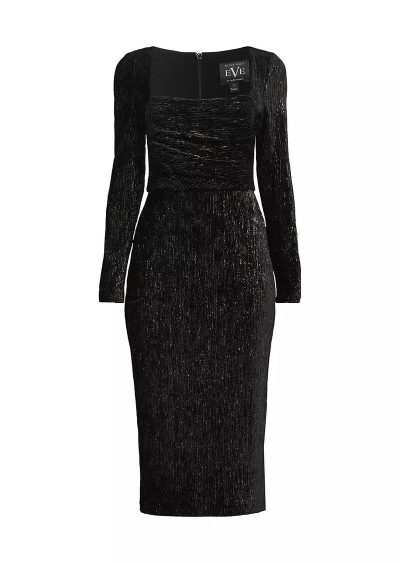 Black Halo Xander Plissé Cocktail Sheath Dress