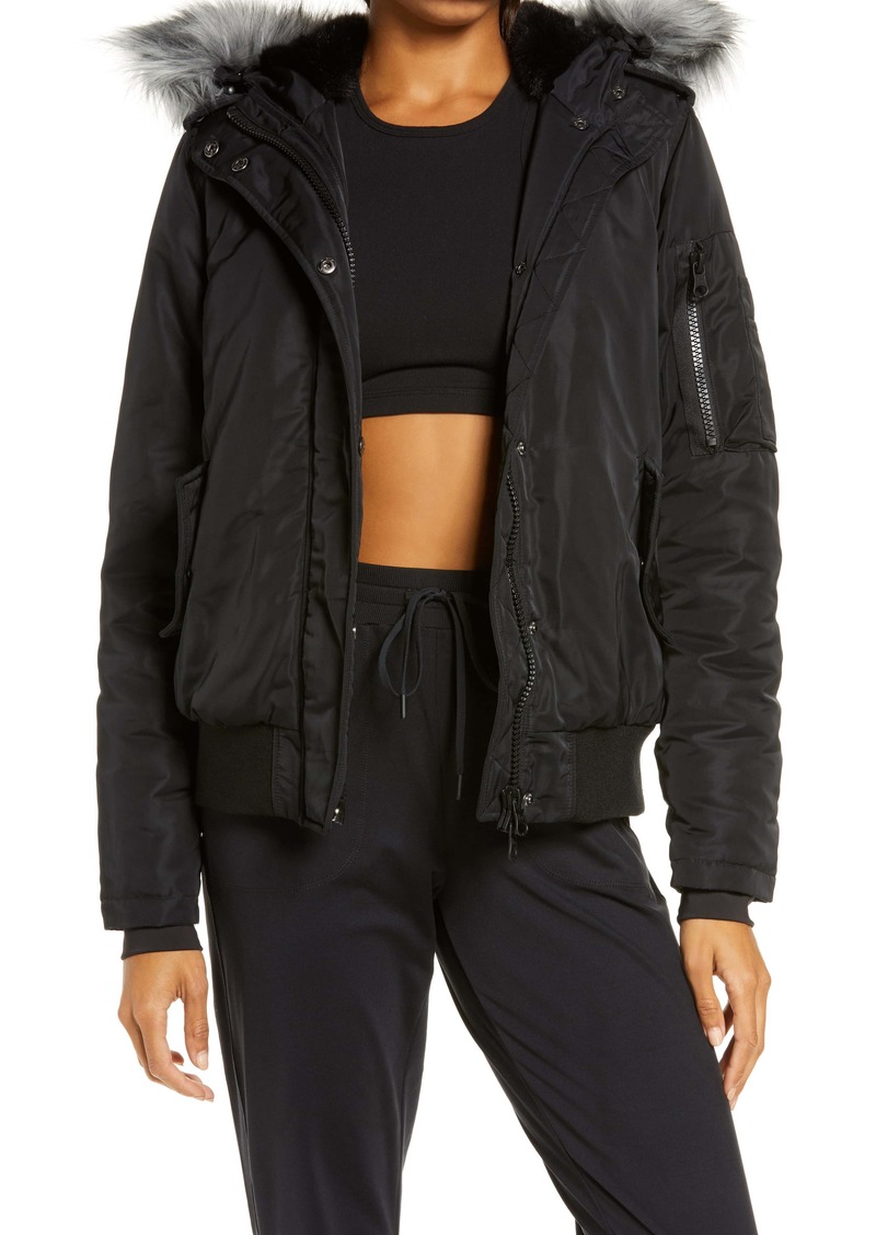 Flight Hooded Bomber Jacket with Faux Fur Trim 57 Off