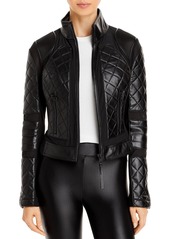 Blanc Noir Leather & Mesh Moto Jacket