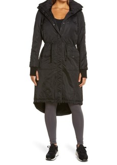 Blanc Noir Locust Faux Fur Hood Long Coat in Black at Nordstrom
