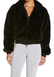 Blanc Noir Luxe Reversible Faux Shearling Hooded Jacket in Black at Nordstrom