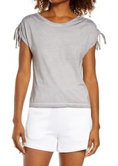 Blanc Noir Ruched Sleeve Modal & Cotton Top in Frost Grey at Nordstrom