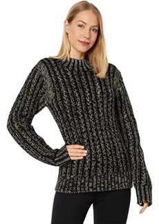 Blanc Noir Lurex Cable Knit Sweater