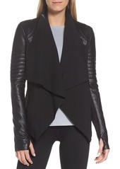 Blanc Noir Blanc Noir Drape Front Jacket in Black at Nordstrom