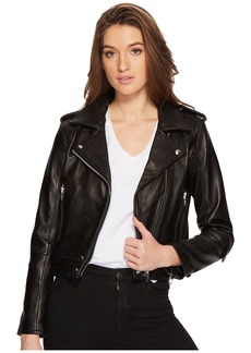 Blank Real Leather Moto Jacket in Black Smoke