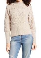 BLANKNYC Aran Cable Knit Mock Neck Sweater in So On And So On at Nordstrom