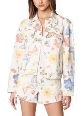 BLANKNYC Botanical Print Denim Trucker Jacket in One With Nature at Nordstrom