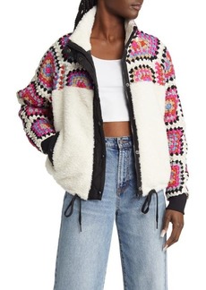 BLANKNYC Crochet Faux Shearling Zip Jacket