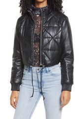 BLANKNYC Crop Quilted Faux Leather Bomber Jacket