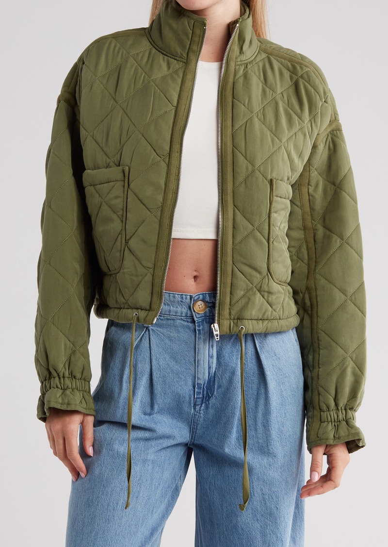 BLANKNYC Cropped Quilted Jacket in Green Olive at Nordstrom Rack