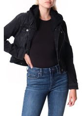 BLANKNYC Denim Trucker Jacket with Removable Hood in Infinity at Nordstrom