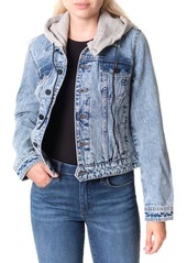 BLANKNYC Denim Trucker Jacket with Removable Hood in Sorry Bout It at Nordstrom
