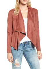 BLANKNYC Drape Front Faux Suede Jacket in Coral Cedar at Nordstrom