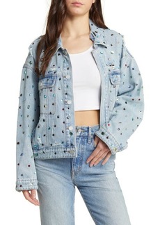 BLANKNYC Embellished Organic Cotton Denim Trucker Jacket