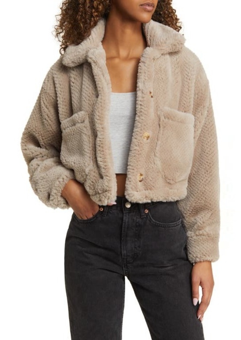 BLANKNYC Faux Fur Crop Jacket