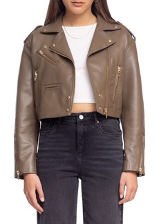 BLANKNYC Faux Leather Crop Moto Jacket in Golden Hour at Nordstrom Rack
