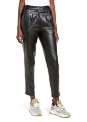 BLANKNYC Faux Leather Pleated Trousers in Film Noir at Nordstrom