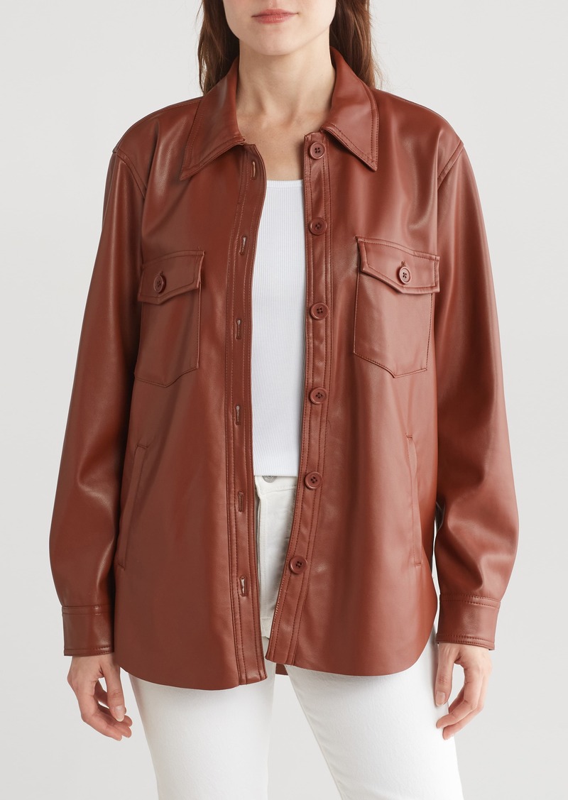BLANKNYC Faux Leather Shacket in Double Text at Nordstrom Rack