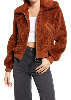 BLANKNYC Faux Shearling Bomber Jacket in Level Up at Nordstrom