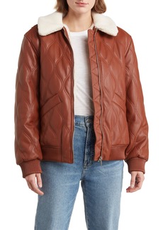 BLANKNYC Faux Shearling Lined Quilted Faux Leather Bomber Jacket in Keeping Company at Nordstrom Rack