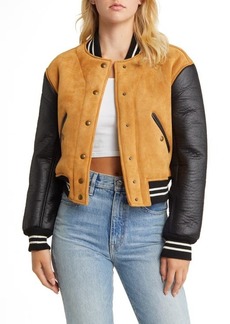 BLANKNYC Faux Suede & Faux Leather Bomber Jacket