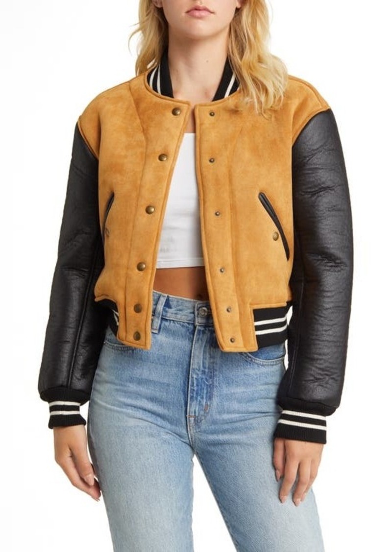 BLANKNYC Faux Suede & Faux Leather Bomber Jacket