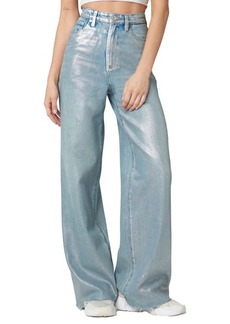 BLANKNYC High Waist Metallic Coated Wide Leg Jeans