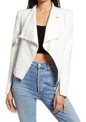 BLANKNYC Mesh Mix Drape Front Jacket in Early Bird White at Nordstrom