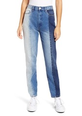 BLANKNYC Patchwork Ultra High Waist Straight Leg Jeans in All Or Nothing at Nordstrom