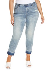 BLANKNYC The Madison Dip Split Raw Hem Crop Slim Straight Leg Jeans (Culture Shock) (Plus Size)