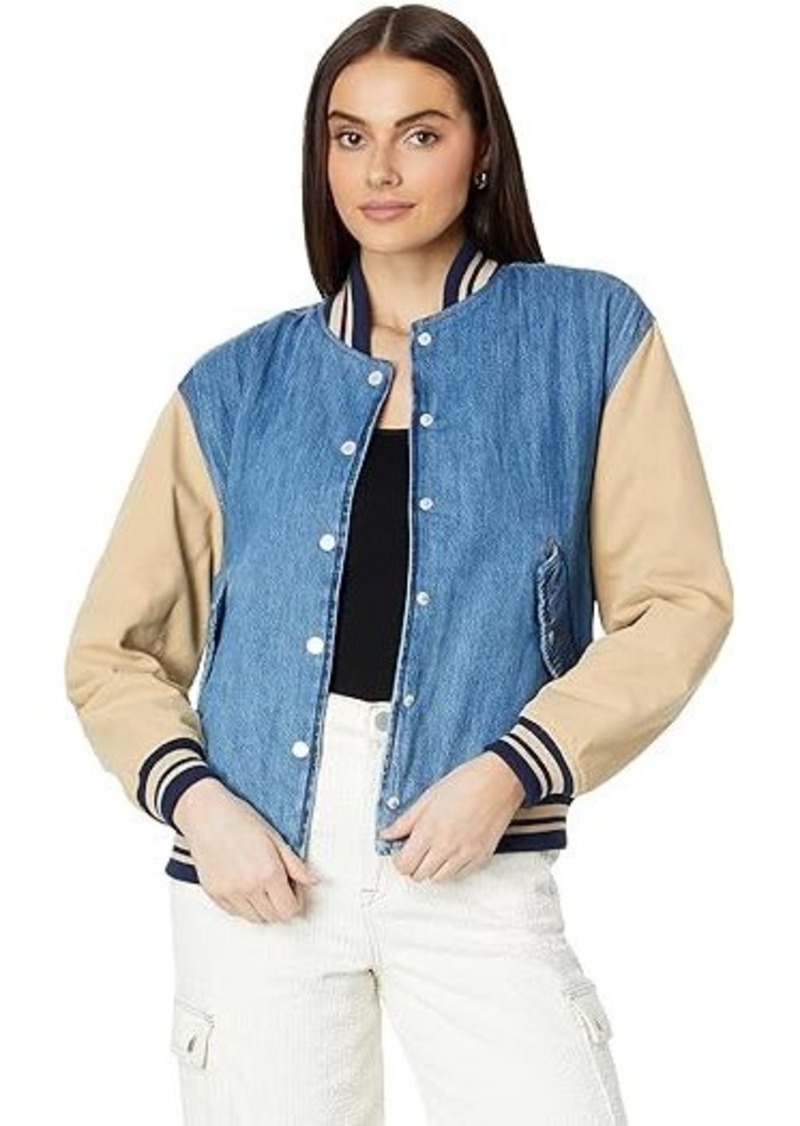 Blank Bomber Jacket in Denim/Beige