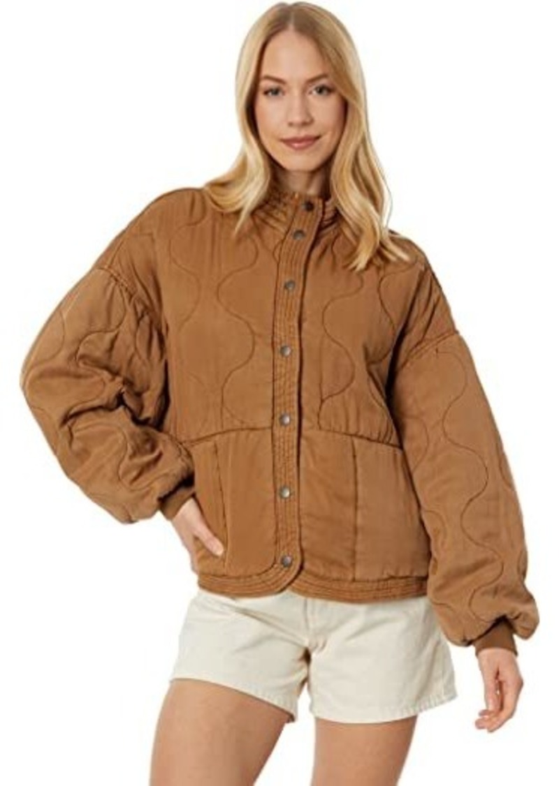 Blank Drop Shoulder Quilted Jacket in Chai Tea