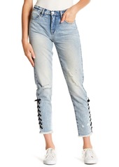 Blank High Rise Laced Ankle Distressed Skinny Jeans